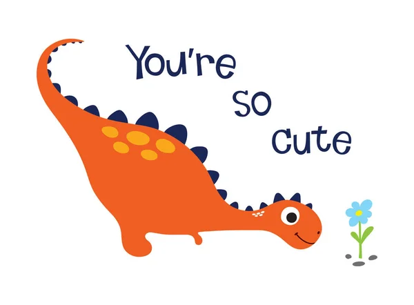 Είσαι Τόσο Χαριτωμένο Χαριτωμένο Δεινοσαύρων Εικονογράφηση Διάνυσμα — Διανυσματικό Αρχείο