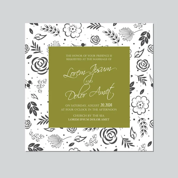 Convite de casamento cartão floral. Fundo sem costura — Vetor de Stock