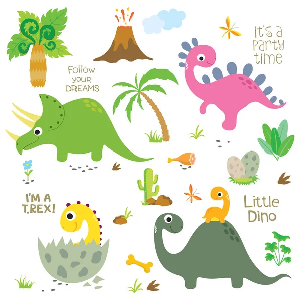 Σύνολο των χαριτωμένων παιδιών δεινοσαύρων — Διανυσματικό Αρχείο