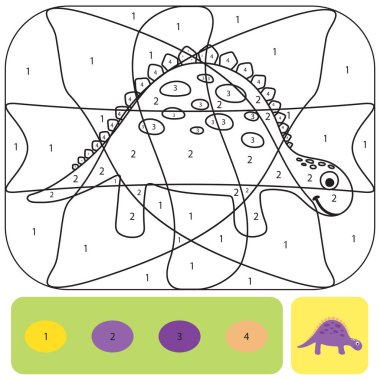 Şirin dino sayfa çocuklar için boyama. Boyama bulmaca numaraları o ile