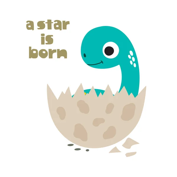 Nace una estrella. Dinosaurio lindo — Vector de stock