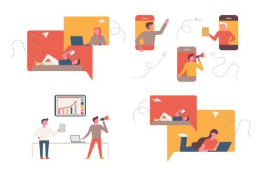 İş insanlar düz simgeler kümesi. Düz tarzı modern