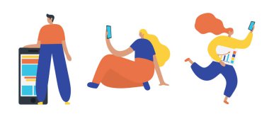 İş insanlar düz simgeler kümesi. Düz tarzı modern