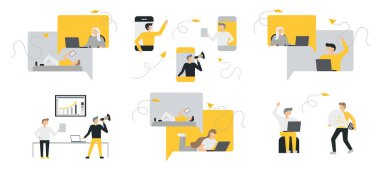 İş insanlar düz simgeler kümesi. Düz tarzı modern