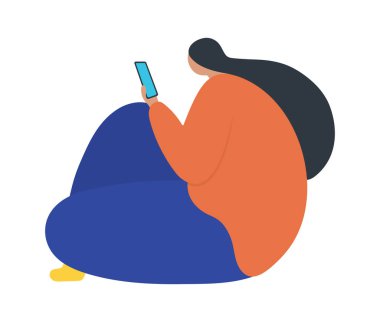 Oturma iş kadın tutarak/gösteren/bir cep telefonu görüntüleniyor