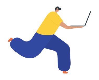 Çalışan iş adam holdıng/gösteren/laptop görüntüleniyor