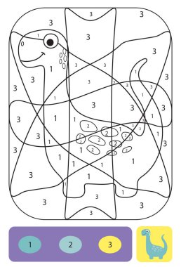 Şirin dino sayfa çocuklar için boyama. Boyama bulmaca numaraları o ile