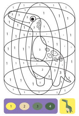 Şirin dino sayfa çocuklar için boyama. Boyama bulmaca numaraları o ile