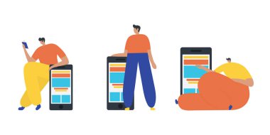 İş insanlar düz simgeler kümesi. Düz tarzı modern