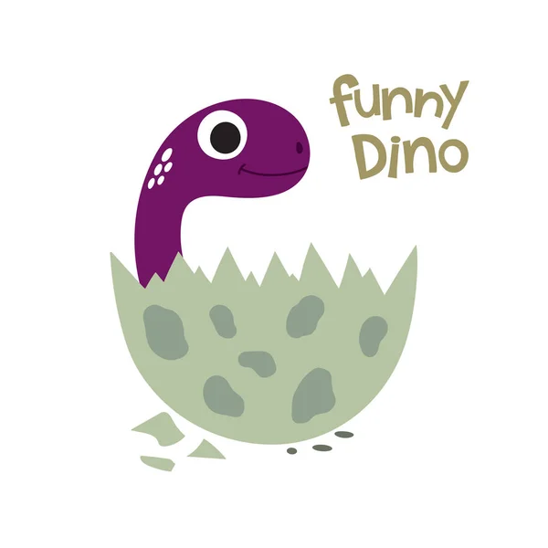 Leuke cartoon dinosaurus in ei — Stockvector