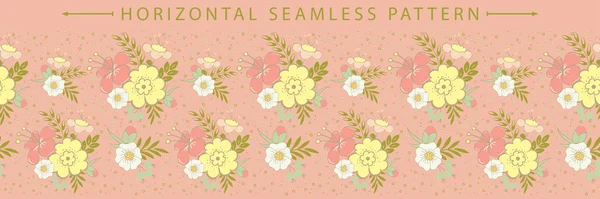 Bordure horizontale sans couture vectorielle avec bel élément floral — Image vectorielle