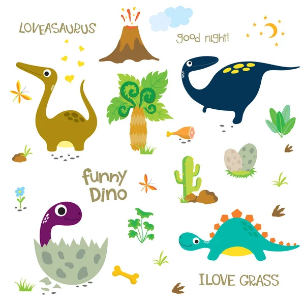 Cute dinosaurs set — Stock Vector