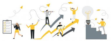 İş insanlar düz simgeler kümesi. Düz tarzı modern