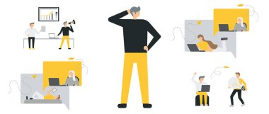 İş insanlar düz simgeler kümesi. Düz tarzı modern