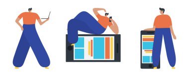 İş insanlar düz simgeler kümesi. Düz tarzı modern