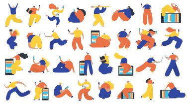 İş insanlar düz simgeler kümesi. Düz tarzı modern