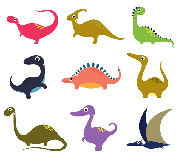 Legrační sbírka kreslených dinosaurů. Vektorová ilustrace — Stockový vektor