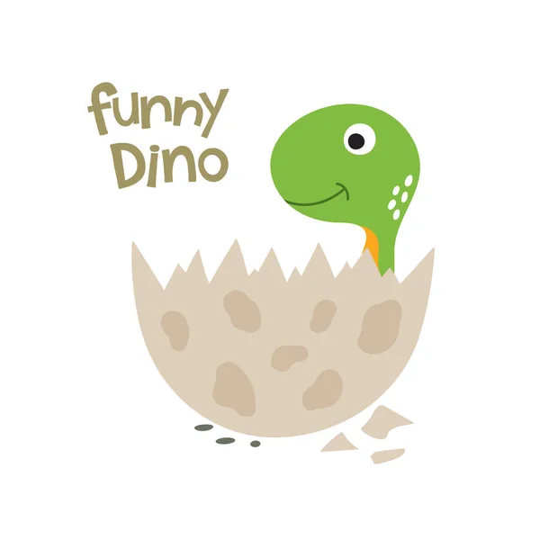 Dinosaurio de dibujos animados lindo en huevo — Vector de stock