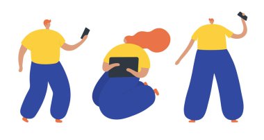 İş insanlar düz simgeler kümesi. Düz tarzı modern