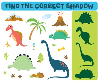 Doğru gölge bulmak. Sevimli dinozor üzerinde beyaz ba izole