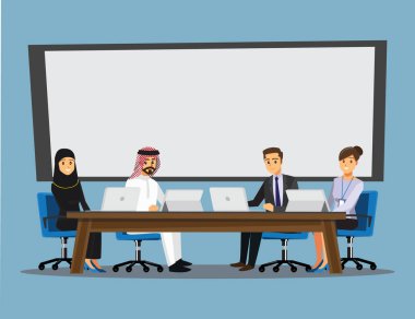 Yönetim Kurulu toplantısı, vektör çizim sahip iş adamları karakter karikatür