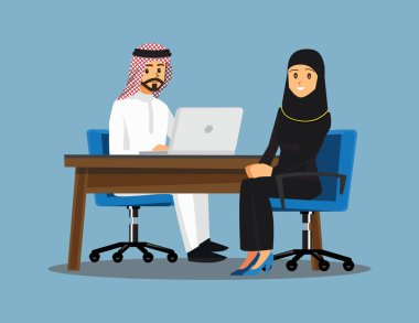 Arabian Business People teamwork ,Vector illustration cartoon character.