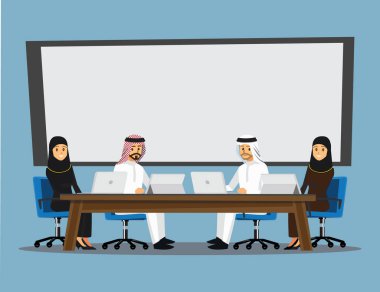 Yönetim Kurulu toplantısı, vektör çizim sahip iş adamları karakter karikatür