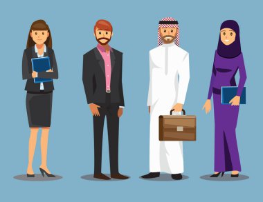 İş insanlar takım çalışması, vektör çizim çizgi film karakteri.