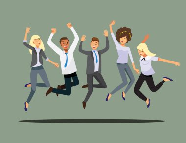 Happy group of friend jumping.Vector illustration cartoon character.