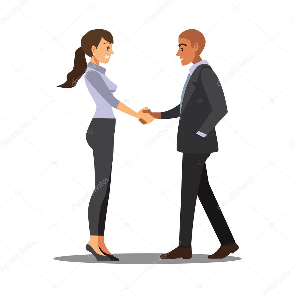 businesss and office concept - two businessmen shaking hands,Vector illustration cartoon character