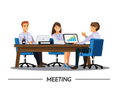 Yönetim Kurulu toplantısı, vektör çizim sahip iş adamları karakter karikatür.
