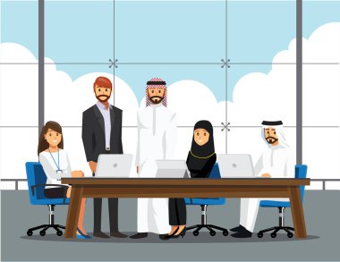 Yönetim Kurulu toplantısı, vektör çizim sahip iş adamları karakter karikatür