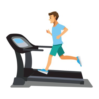 man running on treadmill, healthy lifestyle. 