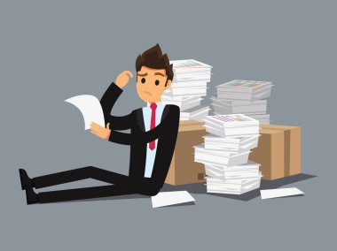 Overworked businessman . Business concept cartoon illustration