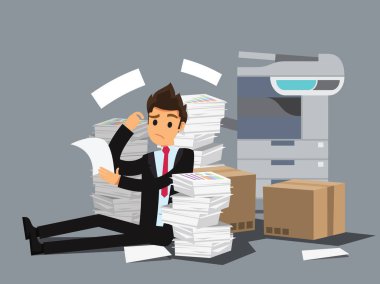 Overworked businessman . Business concept cartoon illustration