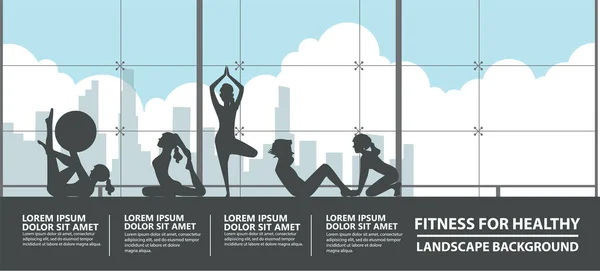 Fitness Yoga Vector Ilustración Fondo — Archivo Imágenes Vectoriales