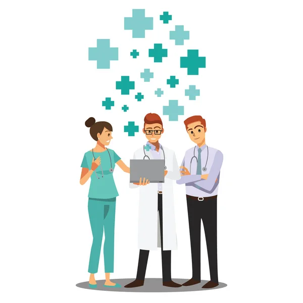 Medical Doctors Team Meeting Concept Cartoon Illustration — Stockový vektor