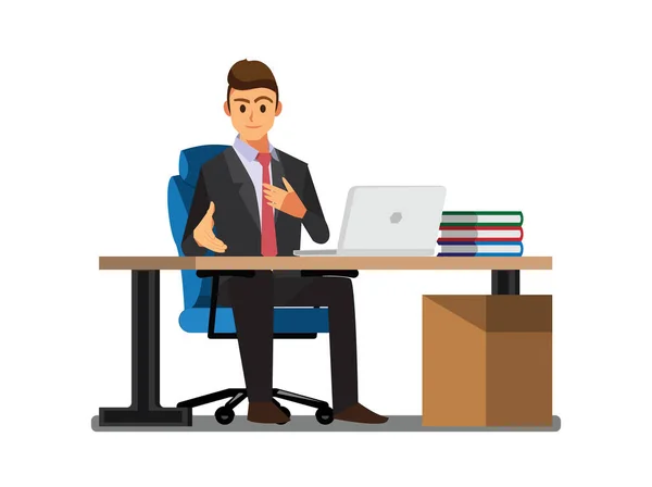 Schreibtisch Für Geschäftsleute Vektor Illustration Cartoon Figur — Stockvektor