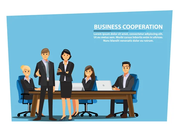 Businessmen Shaking Hands Building Urban Background Vector Illustration Cartoon Character — Stok Vektör