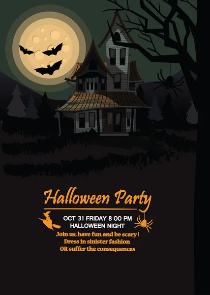 Haunted House Halloween Background — Stock Vector