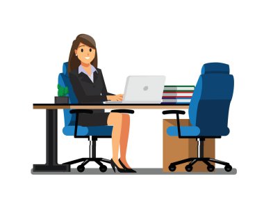 business women People  Desk,Vector illustration cartoon character