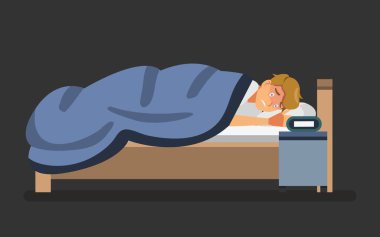 sleepless man  ,Vector illustration 