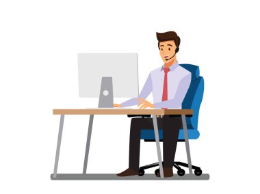 businessman consulting , concepts of client services and communication. call center service job character.,Vector illustration cartoon character