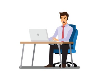 businessman consulting , concepts of client services and communication. call center service job character.,Vector illustration cartoon character