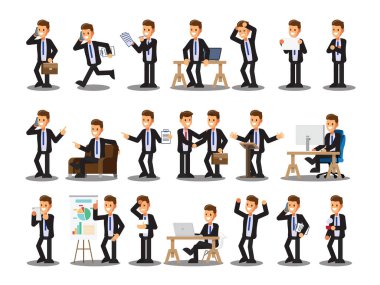 Businessman character In the office set  ,Vector illustration 