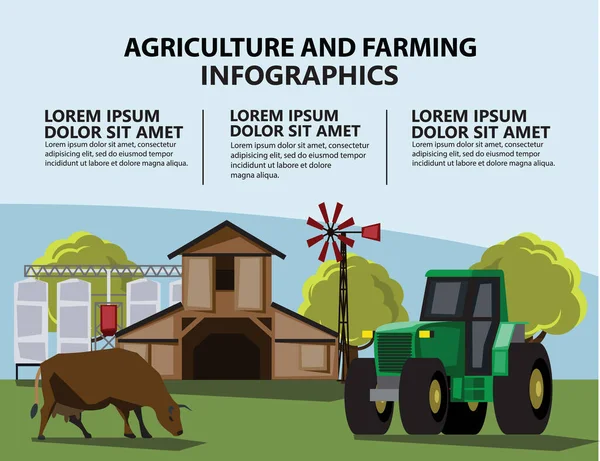 Farm Livestock Landscape Vector Illustration — Stok Vektör