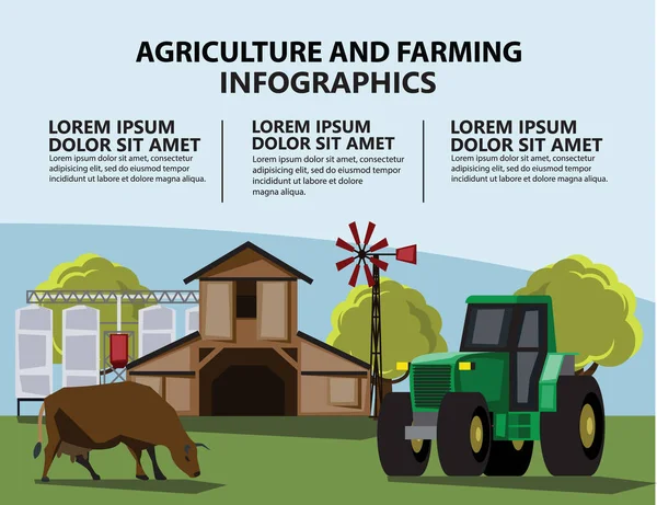 Ferme Paysage Bétail Illustration Vectorielle — Image vectorielle