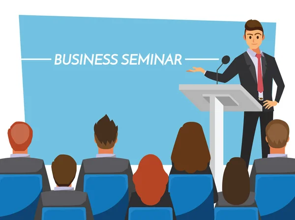 Business Seminar Vector Illustration Cartoon Character — Διανυσματικό Αρχείο