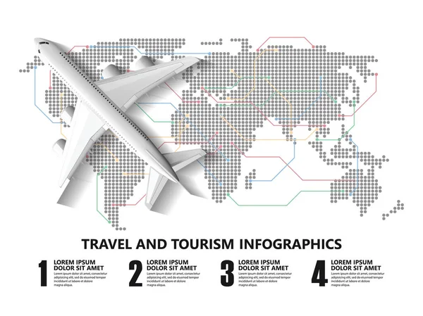 Reiseinfografien Sehenswürdigkeiten Und Transport Reise Infografik Flug — Stockvektor