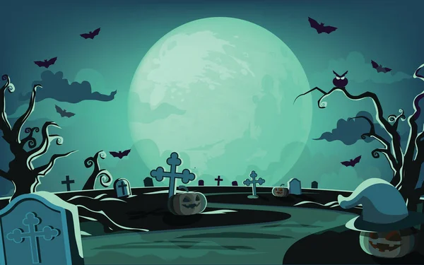 Haunted House Halloween Background Vector Illustration — Stok Vektör